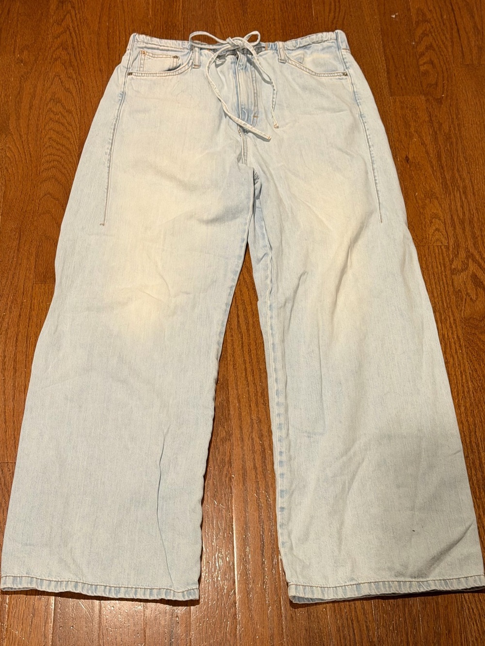 Zara Light Blue Relaxed Drawstring Jeans
